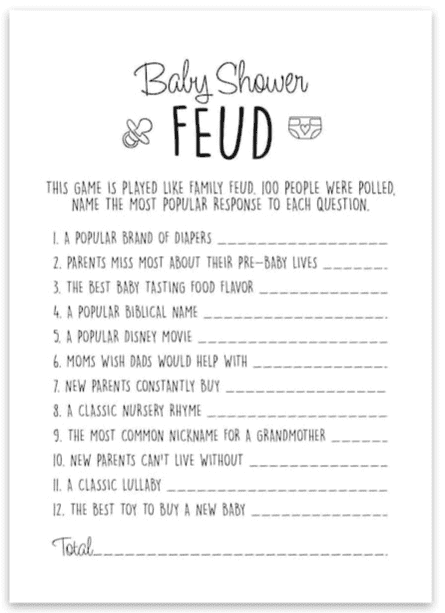 baby shower game-baby shower feud